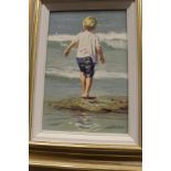 NICHOLAS ST JOHN ROSSE "Boy playing in sand", oil on board,