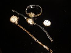 Three 9 carat gold cased ladies wristwatches,