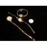 Three 9 carat gold cased ladies wristwatches,