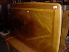 An oak effect coffee table, a pine bedside chest with single drawer,