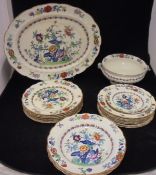 A Booth's silicone china "The Pompadour" pattern part dinner service comprising six large plates,