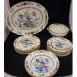 A Booth's silicone china "The Pompadour" pattern part dinner service comprising six large plates,