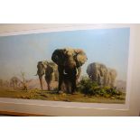 AFTER DAVID SHEPHERD "The Ivory is Theirs" colour print together with a rectangular wall mirror and