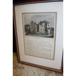 A box of various pictures, prints and engravings to include an AFTER J NEWTON "Beverstone Castle",