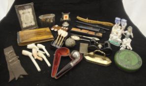 A box containing assorted sundry items to include bridge marker, glove stretchers,