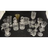 A collection of various 18th and 19th Century cut glass wares including drinking glasses, wines,