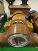 Four various oak and or walnut cased mantle clocks,