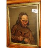 19TH CENTURY ITALIAN SCHOOL "Bespectacled Hooded Monk" oil on board unsigned