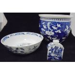 A 19th Century Chinese blue and white porcelain tea caddy,