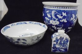A 19th Century Chinese blue and white porcelain tea caddy,