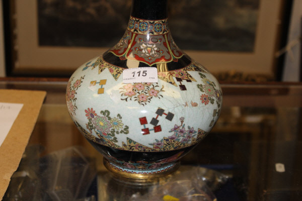 A Chinese cloisonne onion shaped vase CONDITION REPORTS Has a large dent and - Image 8 of 13