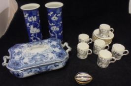 A set of six Royal Chelsea English bone china coffee cans with a bat printed type decoration