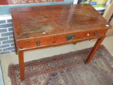 A 20th Century Chinese hall table with three drawers on square section legs