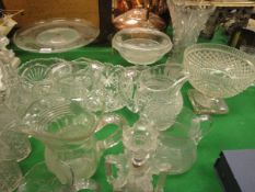 A collection of various cut and other glassware to include moulded tazza, four various fruit bowls,