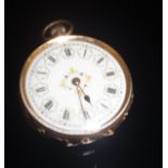 A 14 carat gold ladies pocket watch,