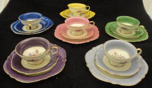 A set of six Rosenthal Elfenbein trios of teacup, saucer and side plate,
