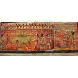 ALI ESSO "Egyptian Gods of the Afterlife" mixed media on papyrus signed lower right