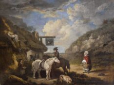 IN THE MANNER OF FRANCIS WHEATLEY (1747-1801) "Travellers outside the Magpie Tavern,