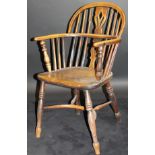 A 19th Century ash and elm Thames Valley Windsor chair with carved and pierced central backsplat