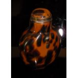 A Chinese simulated tortoiseshell glass scent bottle and stopper,