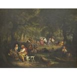 19TH CENTURY CONTINENTAL SCHOOL "The Gypsy encampment", with figures dancing,