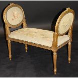 A 19th Century carved giltwood and gesso framed dressing stool in the Louis XVI taste,