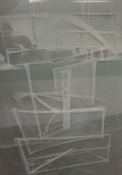 BRYANT FEDDEN (Winchcombe Artist) "Etched glass panel", unsigned, 91 cm x 64 cm,