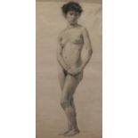 ATTRIBUTED TO HENRY JAMES HALEY (1874-) "Standing nude, her hands upon her hip", a portrait study,