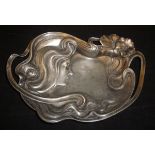 A Württembergische Metallwarenfabrik (WMF) pewter dish in the Art Nouveau taste,