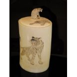 A 19th Century Japanese Meiji Period carved ivory pot and cover,
