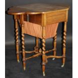 A Victorian rosewood drop-leaf work table,