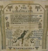 A William IV needlework tapestry sampler by Mary Ann Kendrick depicting a Dove of Peace upon an