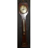 A George III mahogany cased stick barometer with mercury thermometer and silvered dial,