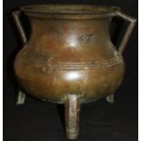 An 18th Century Chinese bronze censer of cauldron form,