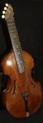 A treble viol mandolin hybrid with foliate engraved white metal plaque to the head housing the four