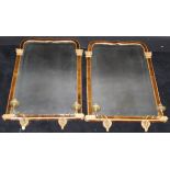 A pair of George II walnut and gilded girandole mirrors with moulded decoration,