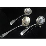 A George III silver sifter spoon (by William Sumner and R P Crossley, London, 1778),