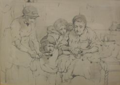 SIR DAVID WILKIE RA (1745-1841) "A group of figures", study of a family group in an interior,