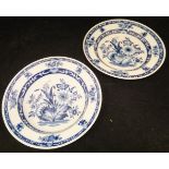 A set of twenty-two 20th Century Meissen blue and white dinner plates and eight matching soup bowls,