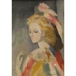 ATTRIBUTED TO MARIE LAURENCIN (1883-1956) "Girl with flowers in her hair", oil on canvas,