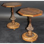 A pair of 19th Century rosewood octagonal occasional tables,