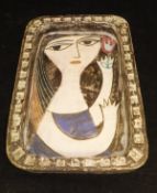 A Marie Simmulson for Upsala Ekeby Art Pottery dish of rectangular form,