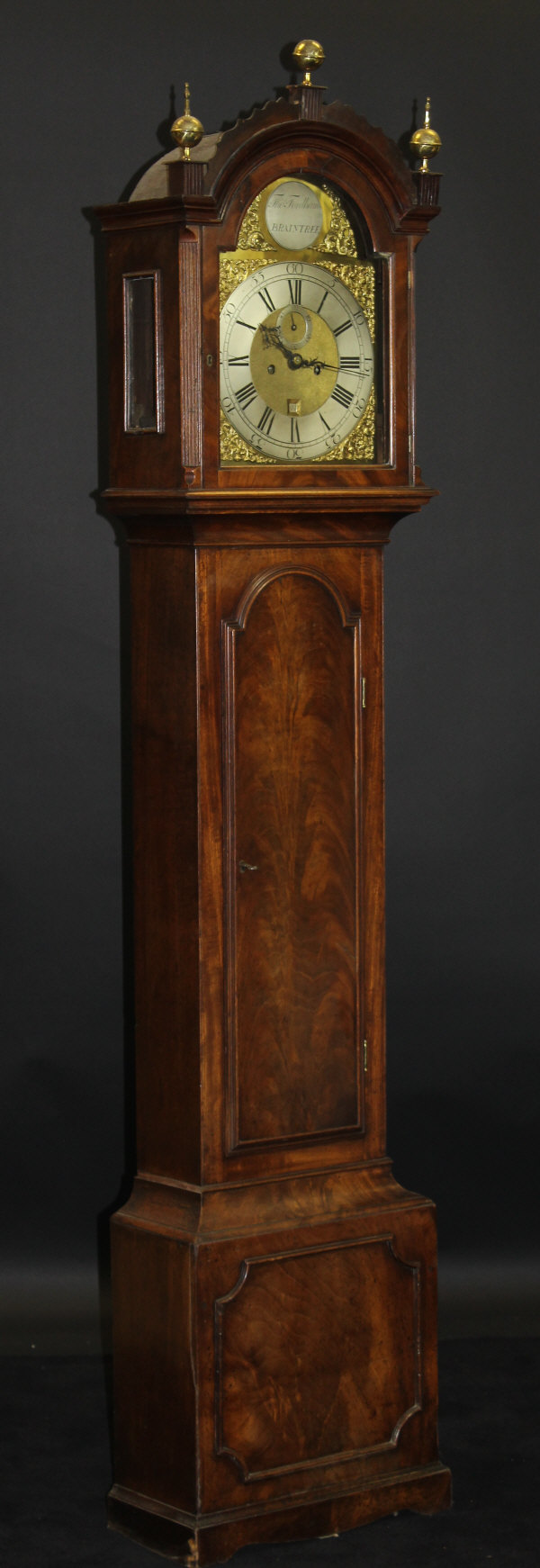 A George III mahogany cased eight day long case clock by Thomas Fordham of Braintree with brass