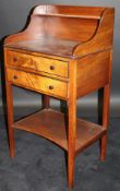 An early 19th Century mahogany side table with three quarter galleried and shelved superstructure