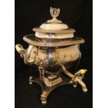 A 19th Century twin-handled plated samovar of rectangular bellied form,