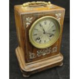 A 19th Century French rosewood and mother of pearl inlaid mantle clock,