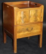 A George III mahogany tray top night table,