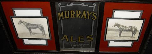 A framed and glazed "Murray's Ales Craigmillar Breweries Edinburgh" advertising mirror flanked by