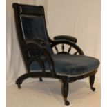 A rare Victorian Aesthetic Period ebonised framed armchair after the original design by Edward