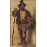 19TH CENTURY ITALIAN SCHOOL "Bearded man with Staff", a portrait study, oil on canvas,